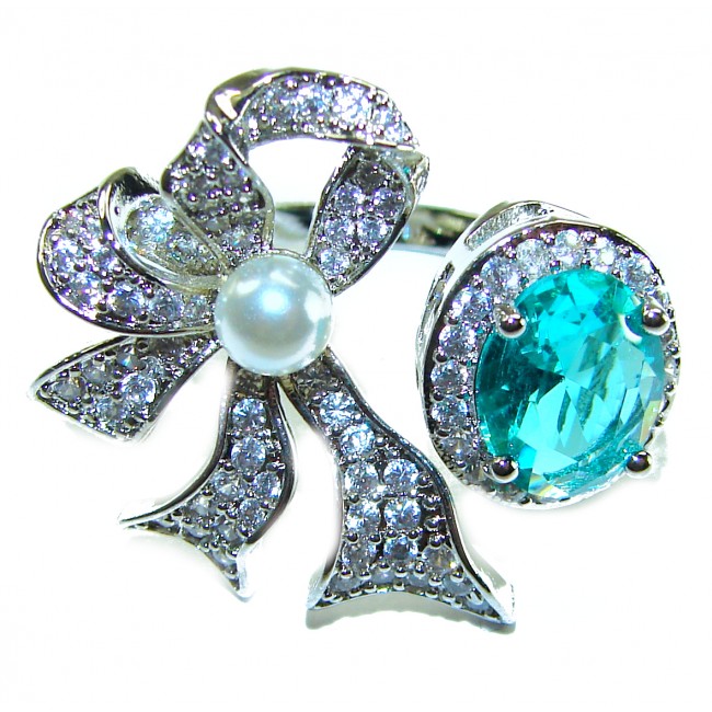 Eau Pure 3.5 carat Paraiba Tourmaline .925 Sterling Silver Handcrafted Ring size 6 3/4