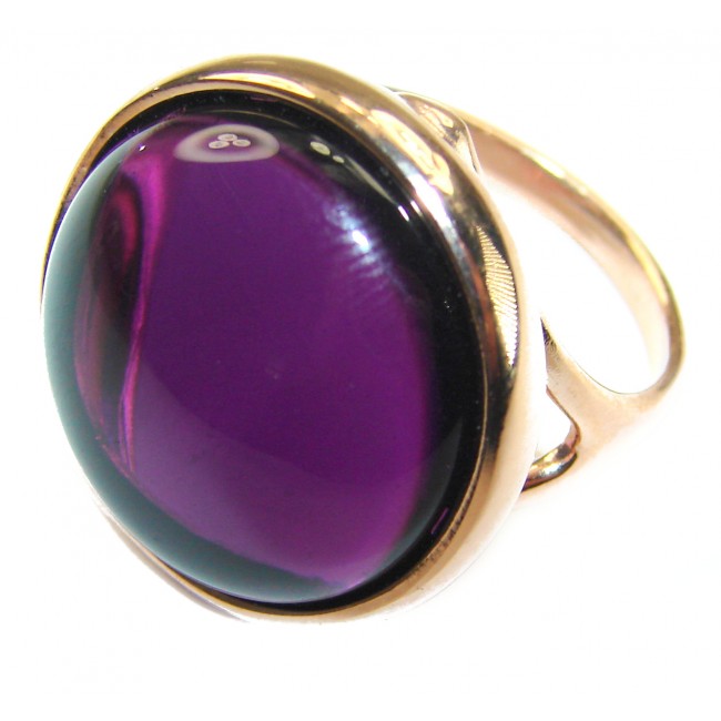 Purple Full Moon Amethyst 14K Gold over .925 Sterling Silver Handcrafted Large Ring size 8 3/4 - Close-up of Purple Full Moon Amethyst ring in 14K Gold over silver