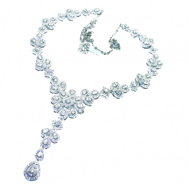 Precious genuine 42.9 carat White Topaz .925 Sterling Silver handcrafted Necklace