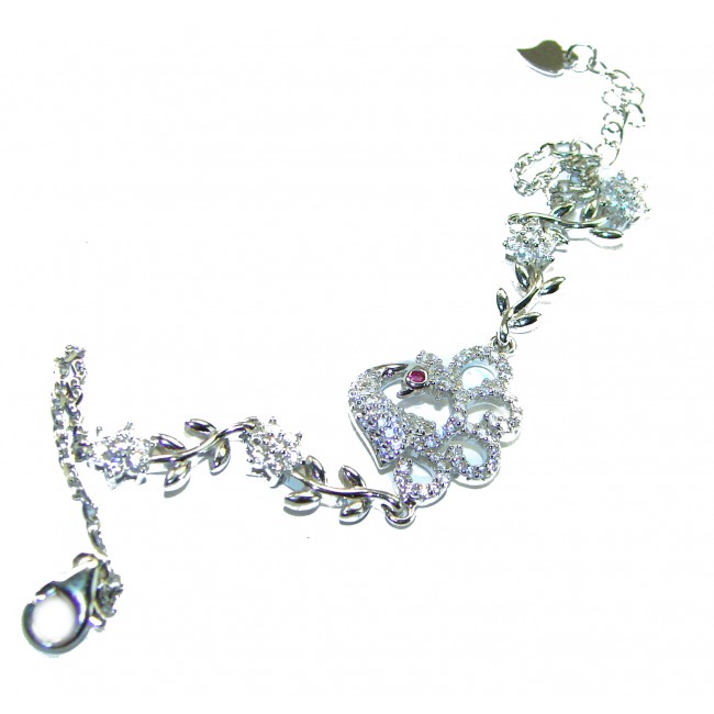 Graceful Swan White Topaz .925 Sterling Silver handcrafted Bracelet - photo 2