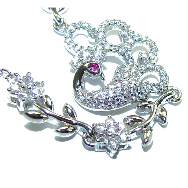 Graceful Swan White Topaz .925 Sterling Silver handcrafted Bracelet - photo 1