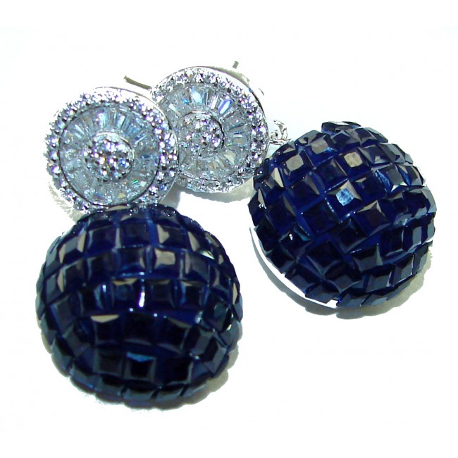 Blue Apple authentic 10.8 carat Sapphire .925 Sterling Silver handcrafted earrings