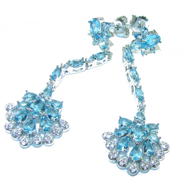 Emily - 11.2 carat Authentic Swiss Blue Topaz .925 Sterling Silver handcrafted earrings
