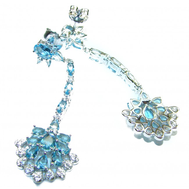 Emily - 11.2 carat Authentic Swiss Blue Topaz .925 Sterling Silver handcrafted earrings