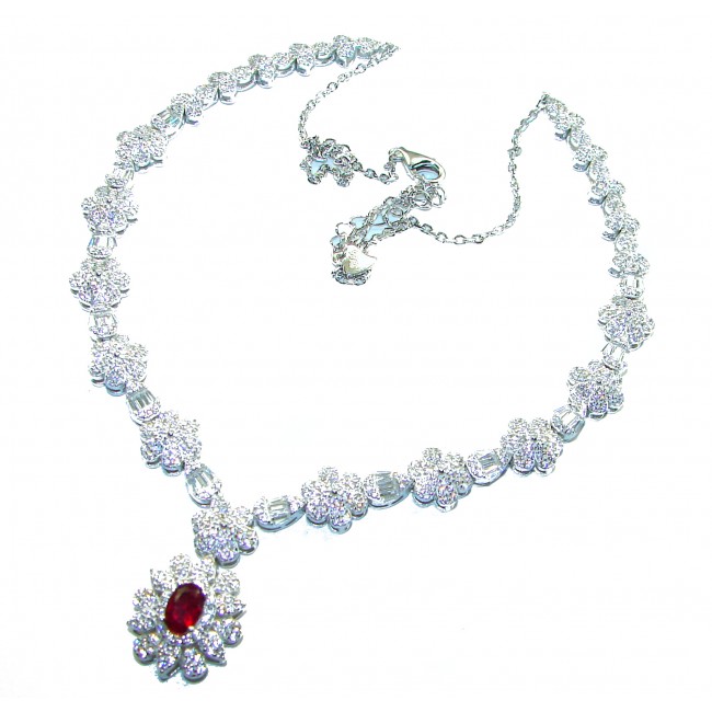 Beauty of Nature - natural 4.5 carat Ruby .925 Sterling Silver handmade Statement necklace