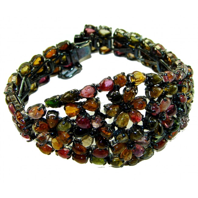 Dolce Vita - Precious Natural 222.5 carat Watermelon Tourmaline .925 Sterling Silver handcrafted bracelet