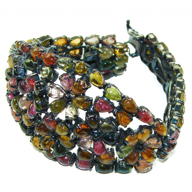 Dolce Vita - Precious Natural 222.5 carat Watermelon Tourmaline .925 Sterling Silver handcrafted bracelet