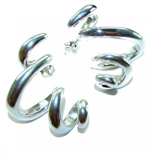 Spiral Italy made .925 Sterling Silver handcrafted Earrings - photo 3