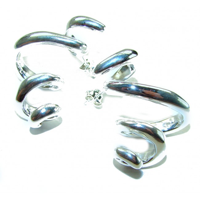 Spiral Italy made .925 Sterling Silver handcrafted Earrings - photo 2