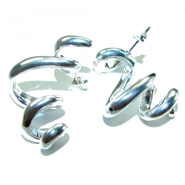 Spiral Italy made .925 Sterling Silver handcrafted Earrings - photo 1