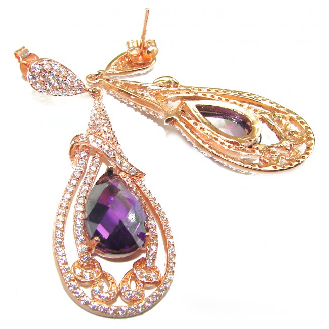 Purple Beauty - authentic 10.5 carat Amethyst 18K Rose Gold over .925 Sterling Silver handcrafted earrings