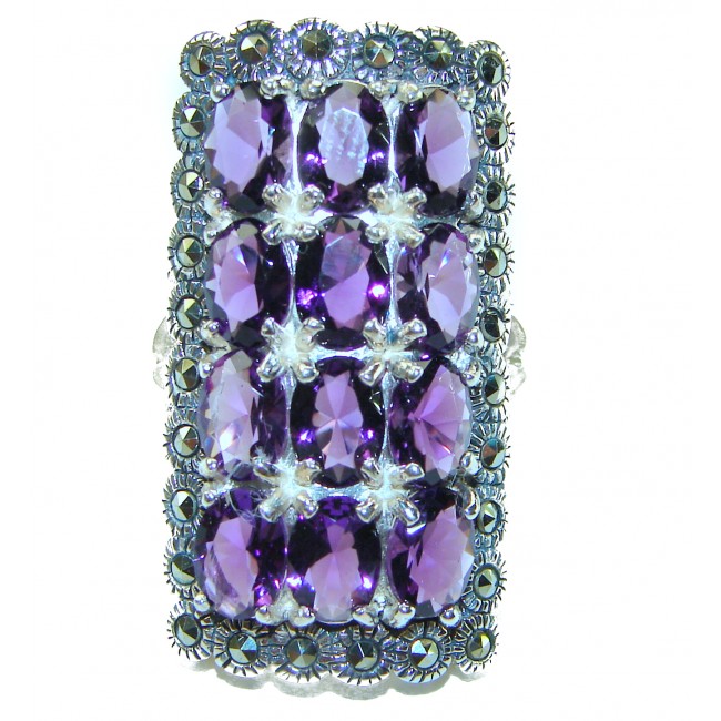 Splendid 21.2 carat natural Amethyst .925 Sterling Silver Handcrafted Large Ring size 8