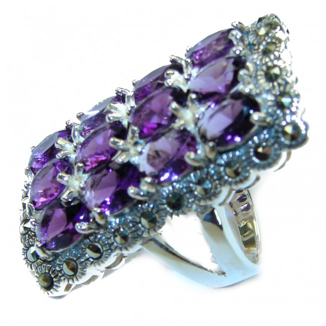 Splendid 21.2 carat natural Amethyst .925 Sterling Silver Handcrafted Large Ring size 8
