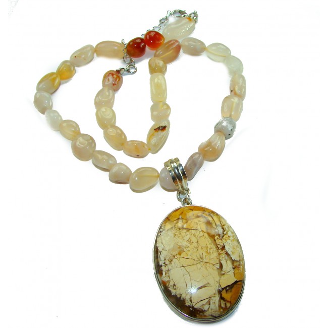 Handcrafted AAA quality Picture Jasper .925 Sterling Silver Necklace