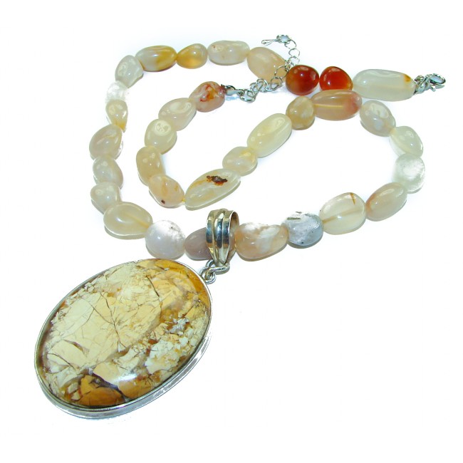 Handcrafted AAA quality Picture Jasper .925 Sterling Silver Necklace