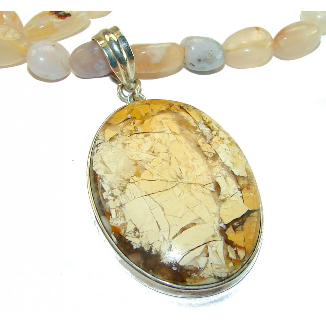 Handcrafted AAA quality Picture Jasper .925 Sterling Silver Necklace
