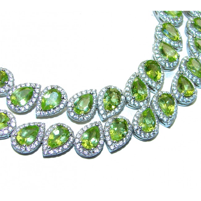 Melissa - Great Masterpiece 112.2 carat genuine Peridot .925 Sterling Silver handmade Statement necklace