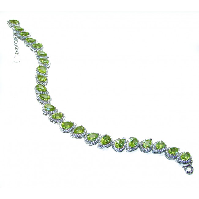 Melissa - Great Masterpiece 32.2 carat genuine Peridot .925 Sterling Silver handmade Statement Bracelet