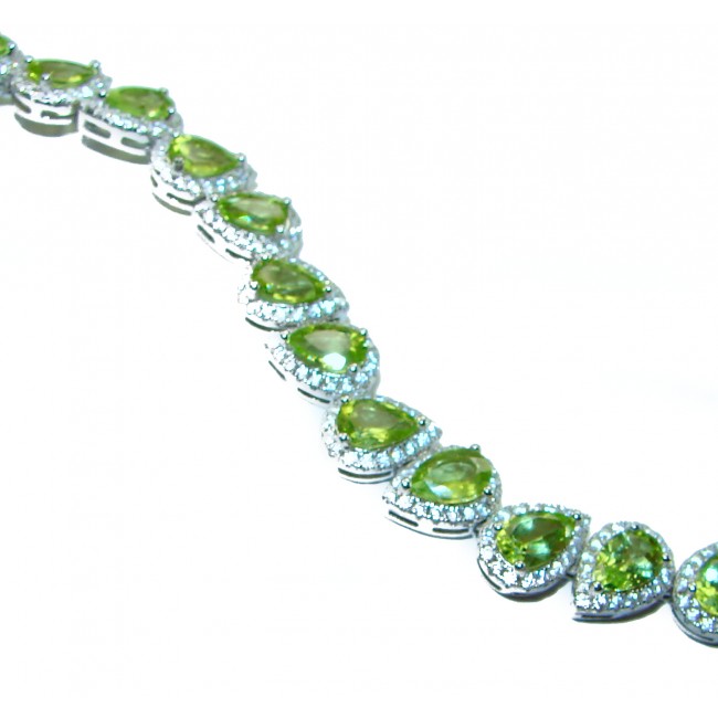 Melissa - Great Masterpiece 32.2 carat genuine Peridot .925 Sterling Silver handmade Statement Bracelet