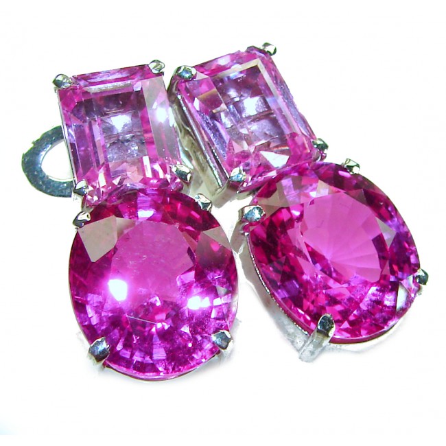 Tiffany - Magnificent Pink 22.5 carat Pink Sapphire .925 Sterling Silver handcrafted Earrings
