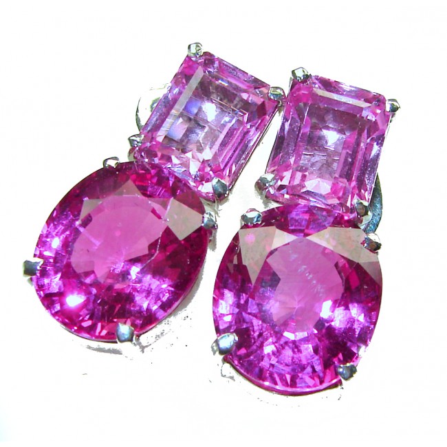 Tiffany - Magnificent Pink 22.5 carat Pink Sapphire .925 Sterling Silver handcrafted Earrings