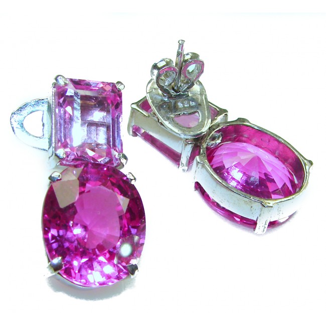 Tiffany - Magnificent Pink 22.5 carat Pink Sapphire .925 Sterling Silver handcrafted Earrings