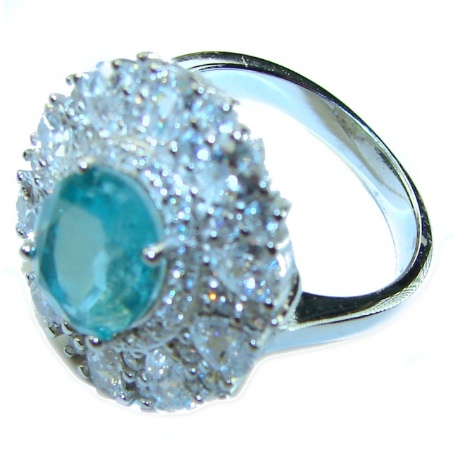 7.9 carat authentic Aquamarine .925 Sterling Silver Handcrafted Ring size 6 1/2