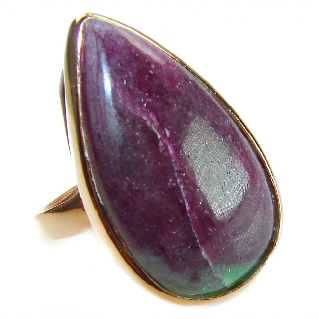 Natural Eudialyte 14K Gold over .925 Sterling Silver Large Ring s. 9 adjustable