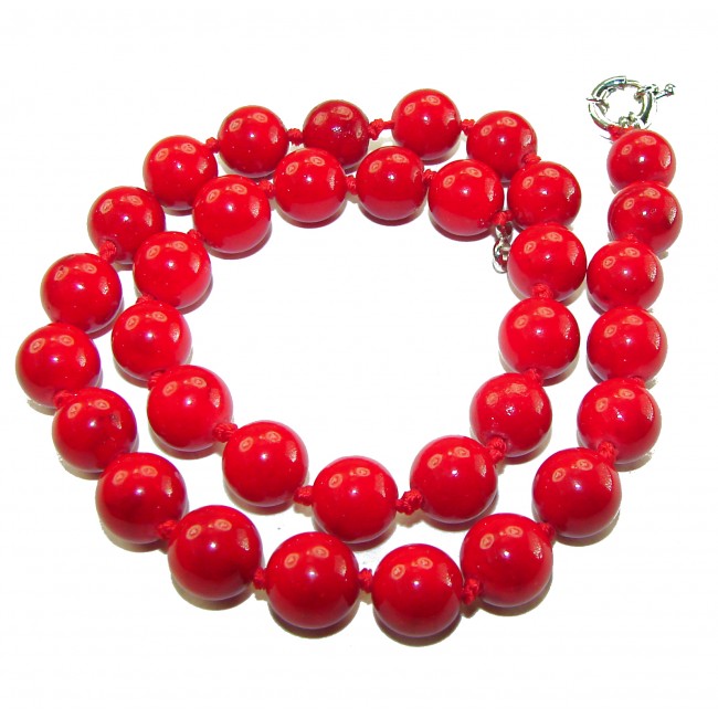 55.5 grams! Sublime Red Fossilized Coral Sterling Silver handmade Necklace