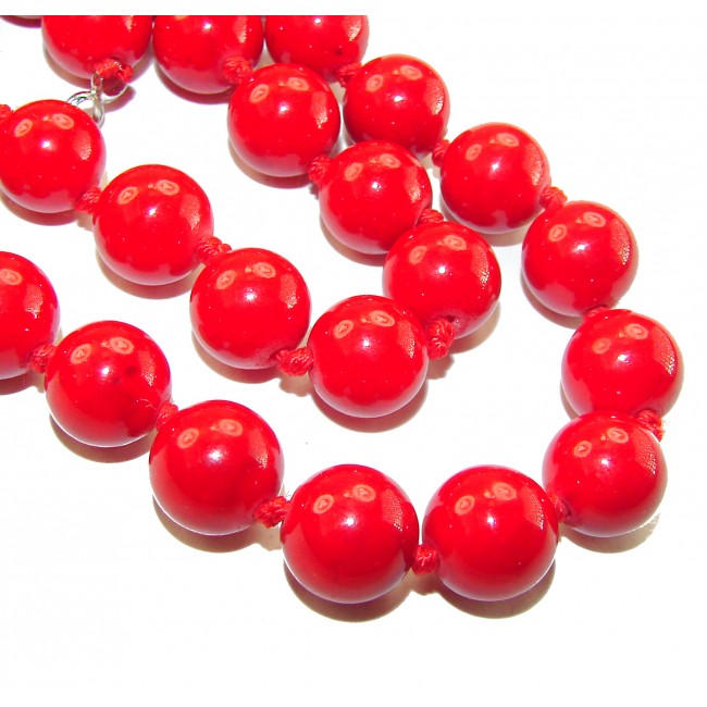 55.5 grams! Sublime Red Fossilized Coral Sterling Silver handmade Necklace