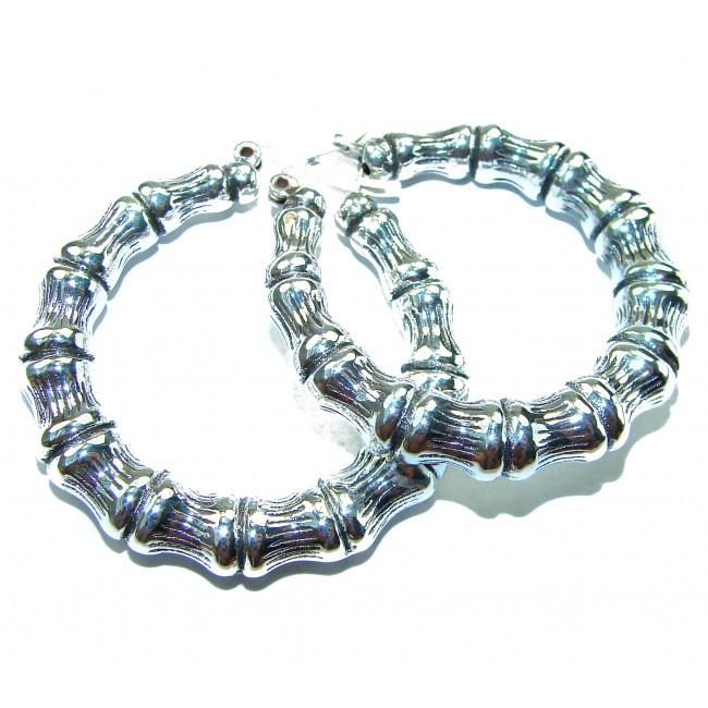 Huge - Bamboo Tree design .925 Sterling Silver handmade Bali made Earrings