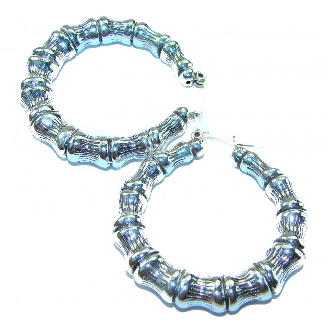 Huge - Bamboo Tree design .925 Sterling Silver handmade Bali made Earrings