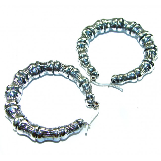 Huge - Bamboo Tree design .925 Sterling Silver handmade Bali made Earrings