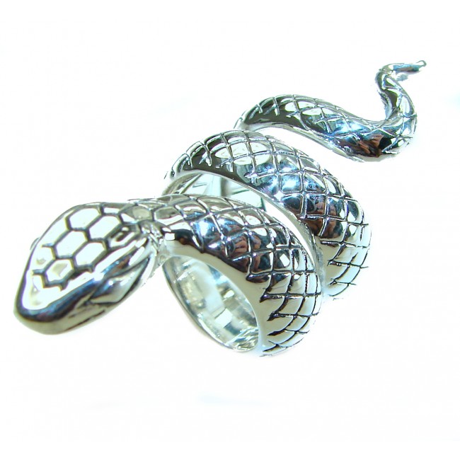 Large Boa Snake .925 Sterling Silver handcrafted Statement SPINAL Ring size 6