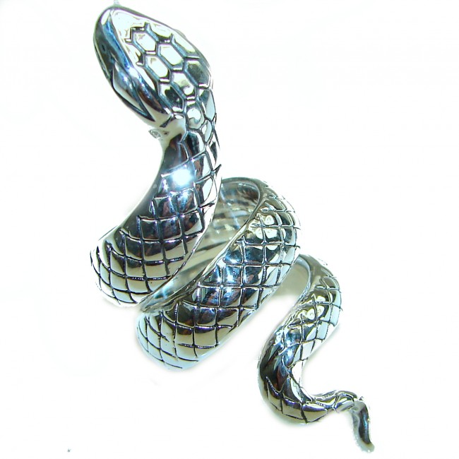 Large Boa Snake .925 Sterling Silver handcrafted Statement SPINAL Ring size 6