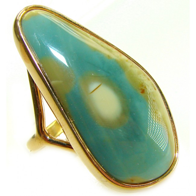 Genuine Top quality Imperial Jasper 14K Gold over .925 Sterling Silver handcrafted ring s. 10