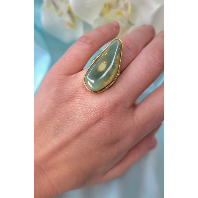 Genuine Top quality Imperial Jasper 14K Gold over .925 Sterling Silver handcrafted ring s. 10