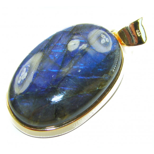 Magical Aurora SILKY Fire Labradorite 14K Gold over .925 Sterling Silver handcrafted Pendant