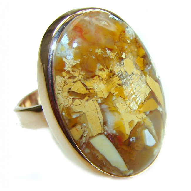 Flawless Australian Bracciated Mookaite 14K Gold over .925 Sterling Silver Ring size 7 adjustable