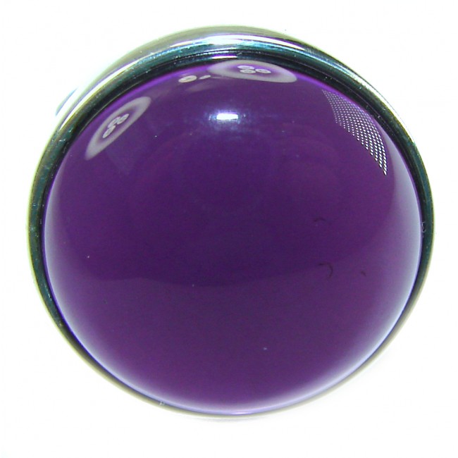 Purple Full Moon Amethyst .925 Sterling Silver Handcrafted Large Ring size 8 ADJUSTABLE