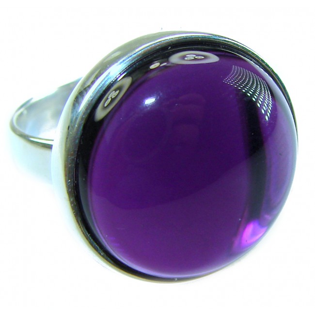 Purple Full Moon Amethyst .925 Sterling Silver Handcrafted Large Ring size 8 ADJUSTABLE