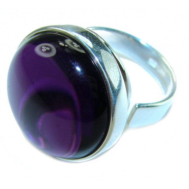 Purple Full Moon Amethyst .925 Sterling Silver Handcrafted Large Ring size 8 ADJUSTABLE