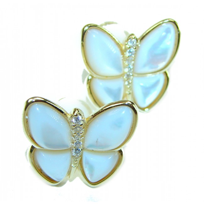 Genuine Blister Pearl 14K Gold over .925 Sterling Silver handcrafted Statement Earring