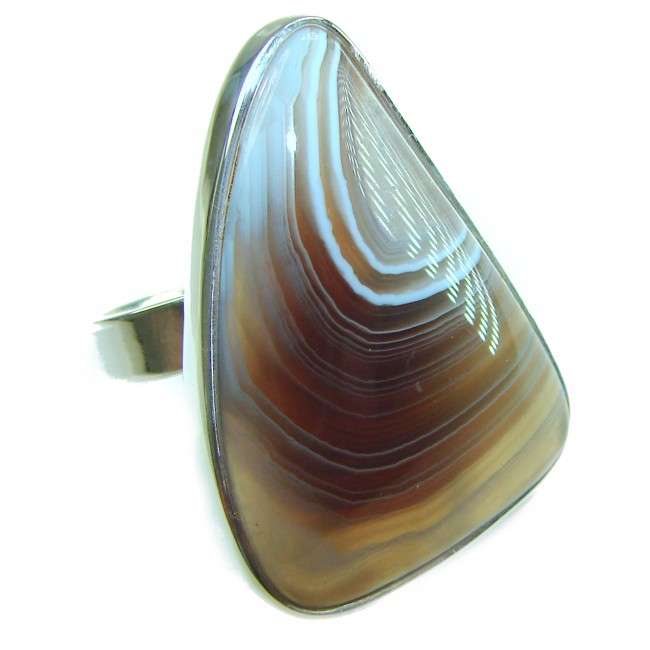 Top Quality Botswana Agate .925 Sterling Silver handcrafted Ring s. 8 adjustable