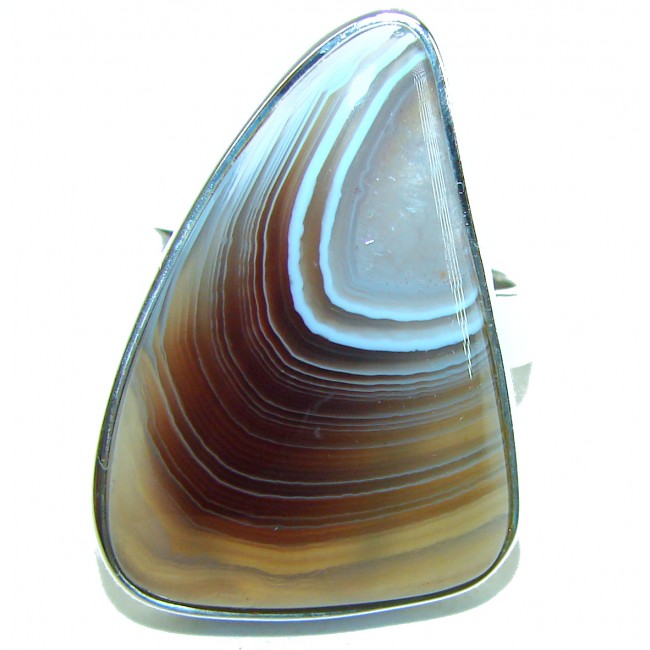 Top Quality Botswana Agate .925 Sterling Silver handcrafted Ring s. 8 adjustable