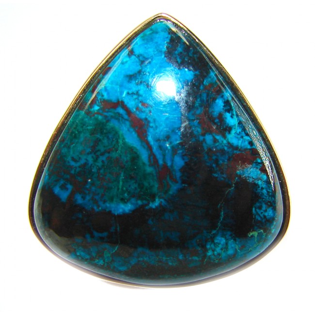 Great quality Parrot's Wings Chrysocolla 18K Gold over .925 Sterling Silver handcrafted Ring size 7 adjustable