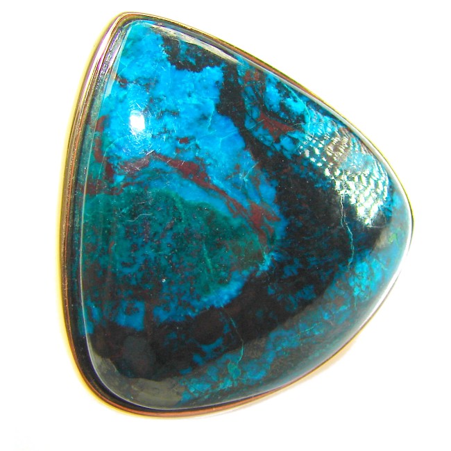 Great quality Parrot's Wings Chrysocolla 18K Gold over .925 Sterling Silver handcrafted Ring size 7 adjustable