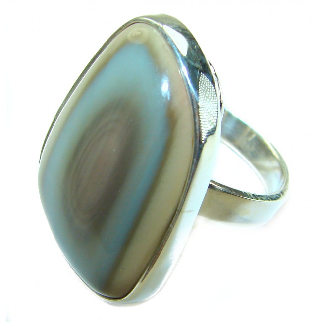 Genuine Imperial Jasper .925 Sterling Silver handcrafted ring s. 7 adjustable
