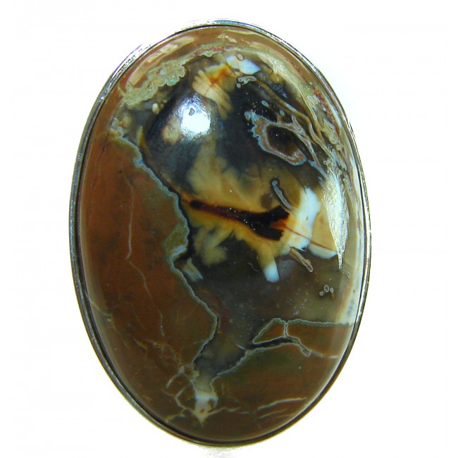 Huge Kambaba Jasper .925 Sterling Silver handcrafted Ring s. 7 adjustable