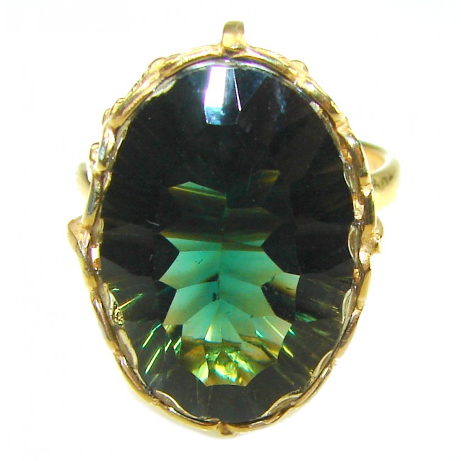 Timless Beauty 12.5 carat Helenite 14K Gold over .925 Sterling Silver handmade Ring s. 9 1/2